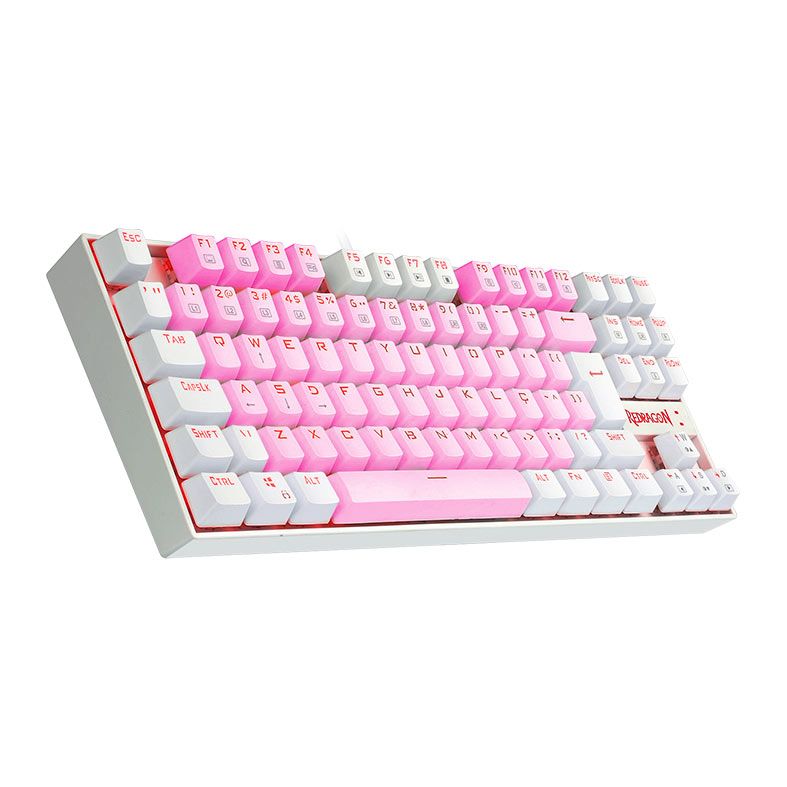 Teclado Mecanico Redragon Kumara, Led Vermelho, Switch Marrom, Rosa e Branco, K552PW-PT-BROWN