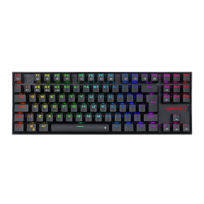 Teclado Mecanico Redragon Kumara PRO, RGB, Wireless, Switch Marrom, Preto, K552RGB-BRS-B-PT-BROWN