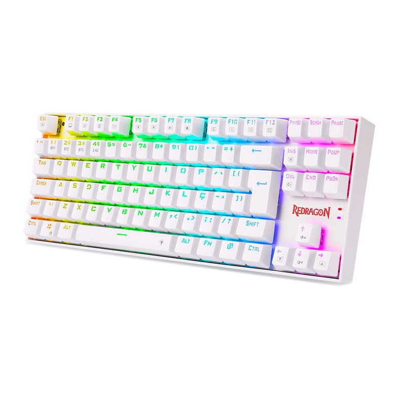 Teclado Mecanico Redragon Kumara Pro, RGB, Wireless, Switch Marrom, Branco, K552RGB-BRS-W-PRO