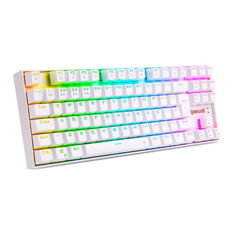 Teclado Mecanico Redragon Kumara Pro, RGB, ABNT2, Wireless, Switch Vermelho, Branco, K552RGB-BRS-W-PT-RED