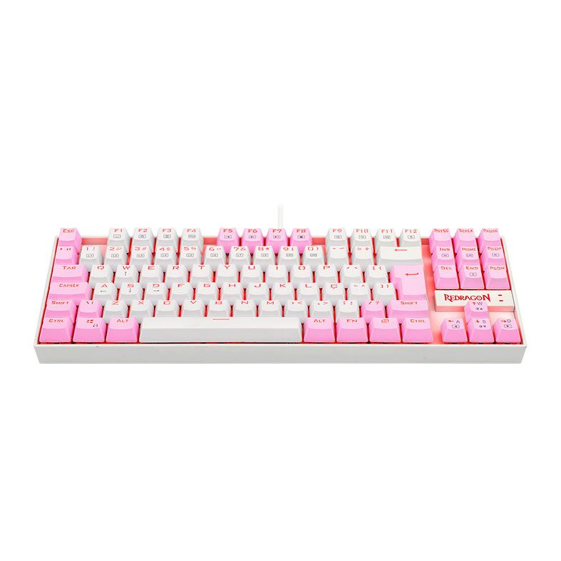 Teclado Mecanico Redragon Kumara, Led Vermelho, Switch Marrom, Branco e Rosa, K552WP-PT-BROWN