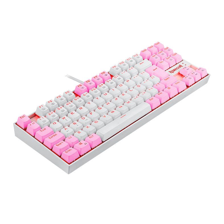 Teclado Mecanico Redragon Kumara, Led Vermelho, Switch Marrom, Branco e Rosa, K552WP-PT-BROWN
