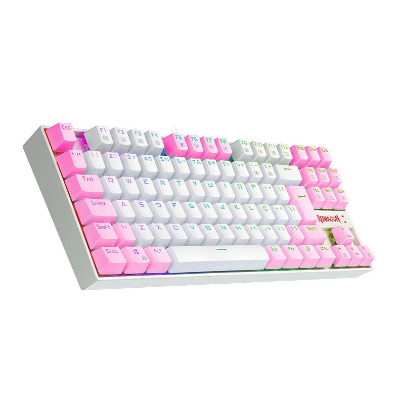 Teclado Mecanico Redragon Kumara, RGB, Switch Azul, Branco e Rosa, K552WP-RGB-PT-BLUE
