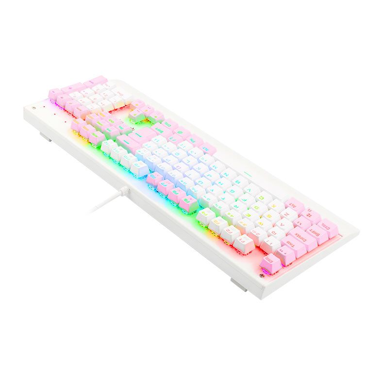 Teclado Mecanico Redragon Kala, RGB, ABNT2, Switch Azul, Branco e Rosa, K557WP-RGB-PT-BLUE