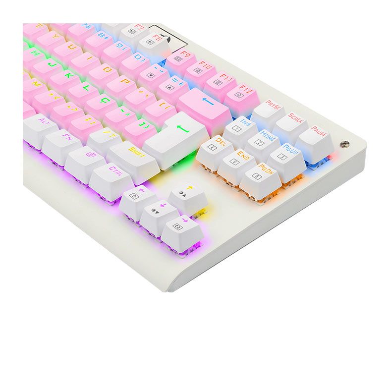 Teclado Mecanico Gamer Redragon Dark Avenger, Rainbow, Switch Azul, Rosa e Branco, K568PW-R-PT-BLUE