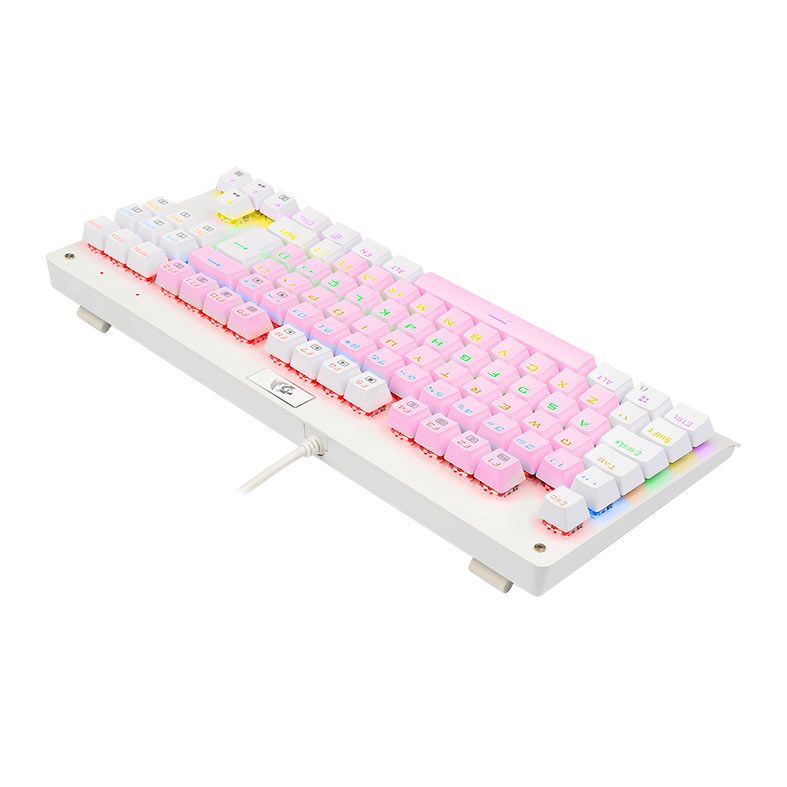Teclado Mecanico Gamer Redragon Dark Avenger, Rainbow, Switch Azul, Rosa e Branco, K568PW-R-PT-BLUE