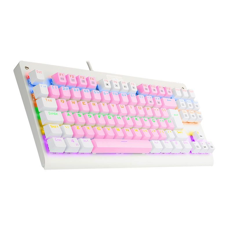 Teclado Mecanico Gamer Redragon Dark Avenger, Rainbow, Switch Azul, Rosa e Branco, K568PW-R-PT-BLUE