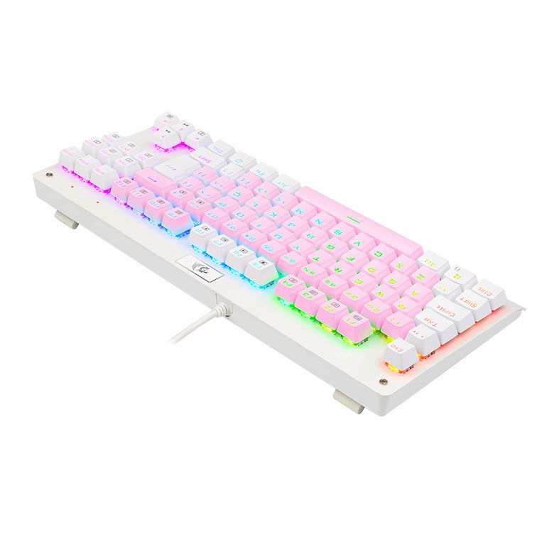 Teclado Mecanico Gamer Redragon Dark Avenger, RGB, Switch Marrom, Rosa e Branco, K568PW-RGB-PT-BROWN