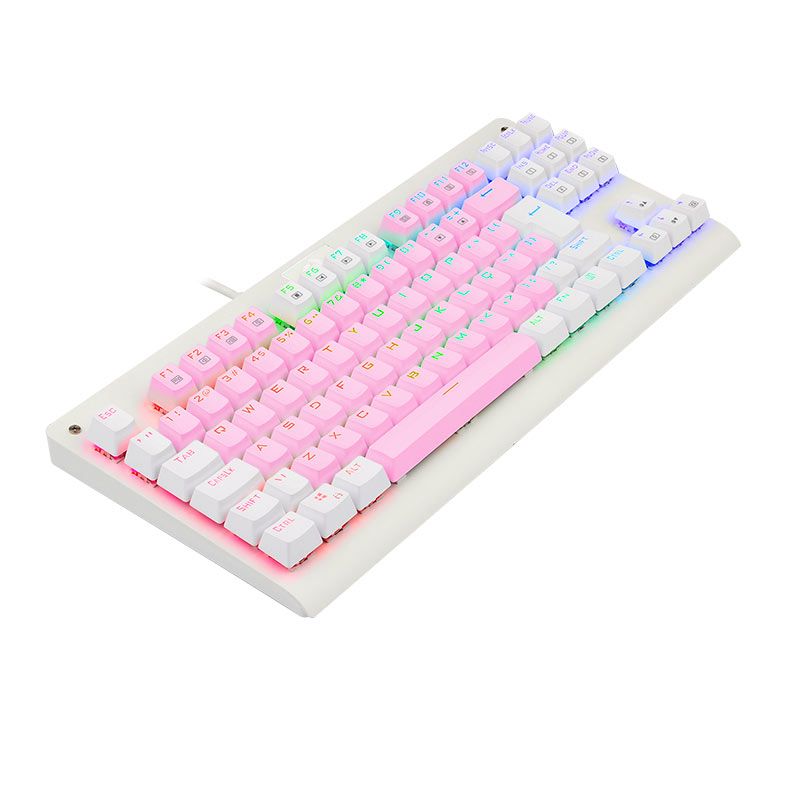 Teclado Mecanico Gamer Redragon Dark Avenger, RGB, Switch Marrom, Rosa e Branco, K568PW-RGB-PT-BROWN