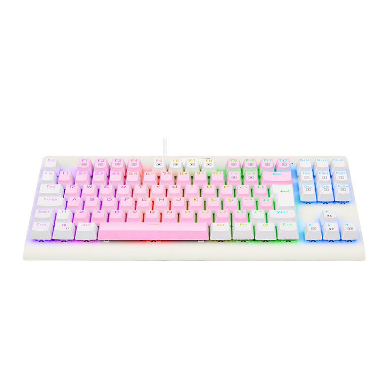 Teclado Mecanico Gamer Redragon Dark Avenger, RGB, Switch Marrom, Rosa e Branco, K568PW-RGB-PT-BROWN