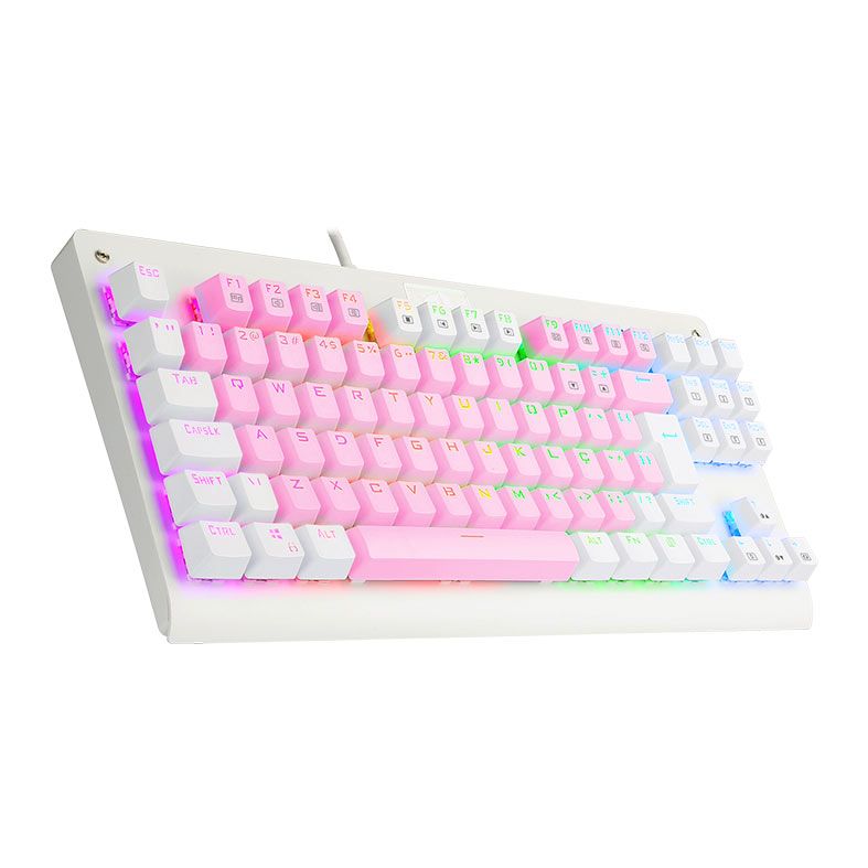 Teclado Mecanico Gamer Redragon Dark Avenger, RGB, Switch Marrom, Rosa e Branco, K568PW-RGB-PT-BROWN