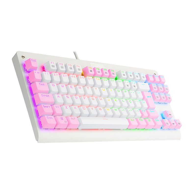 Teclado Mecanico Gamer Redragon Dark Avenger, RGB, Switch Azul, Branco e Rosa, K568WP-RGB-PT-BLUE