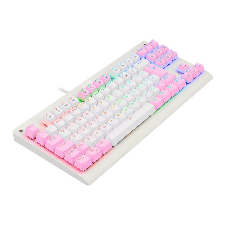 Teclado Mecanico Gamer Redragon Dark Avenger, RGB, Switch Azul, Branco e Rosa, K568WP-RGB-PT-BLUE