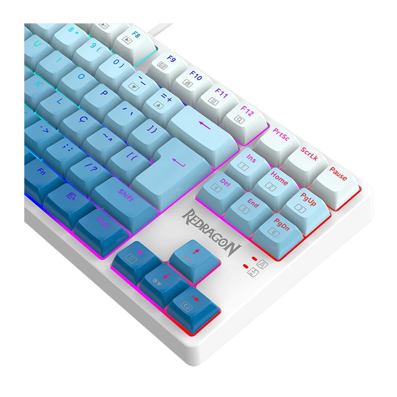 Teclado Mecanico Gamer Redragon Daksa, RGB, Switch Brown, Branco e Azul, K576GB-RGB-PT-BROWN
