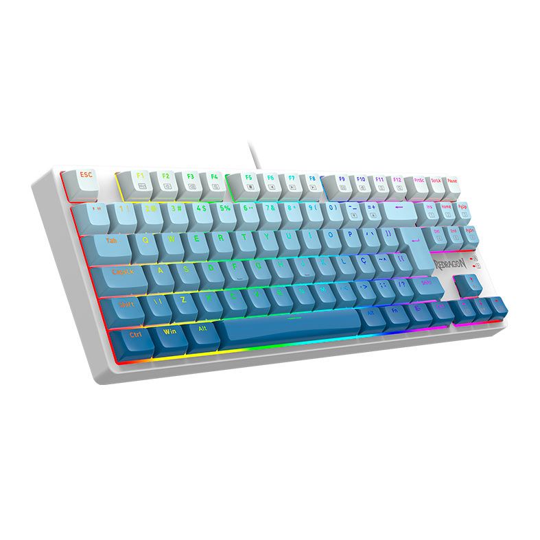 Teclado Mecanico Gamer Redragon Daksa, RGB, Switch Brown, Branco e Azul, K576GB-RGB-PT-BROWN