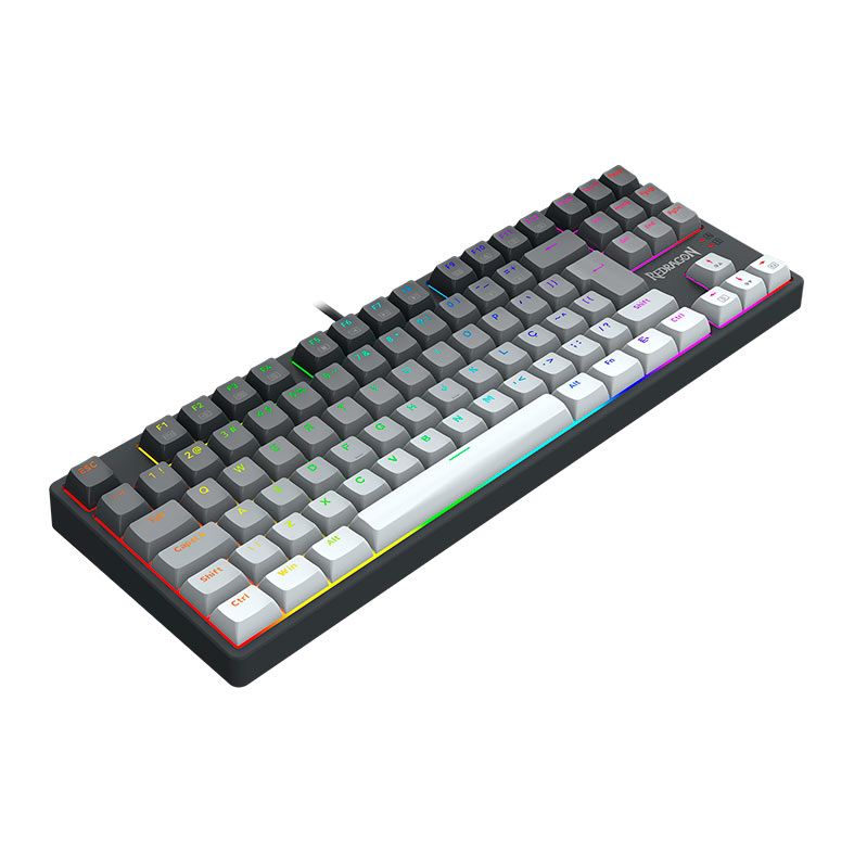 Teclado Mecanico Gamer Redragon Daksa, RGB, Switch Brown, Branco e Preto, K576GG-RGB-PT-BROWN