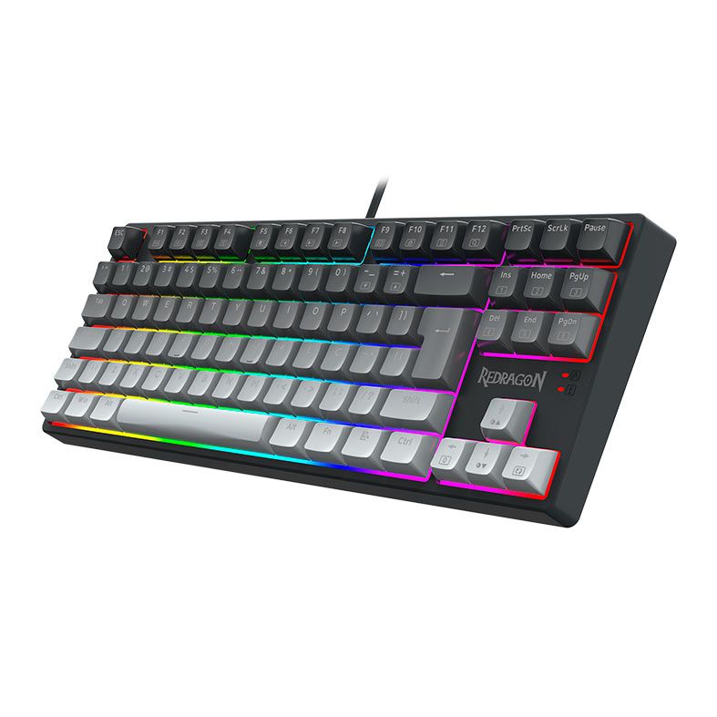 Teclado Mecanico Gamer Redragon Daksa, RGB, Switch Brown, Branco e Preto, K576GG-RGB-PT-BROWN