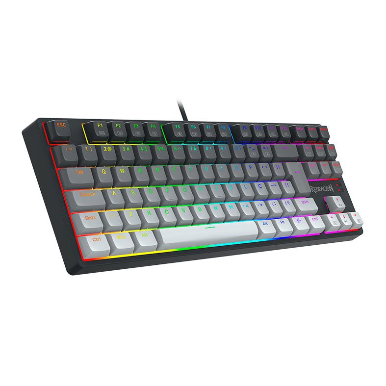 Teclado Mecanico Gamer Redragon Daksa, RGB, Switch Brown, Branco e Preto, K576GG-RGB-PT-BROWN