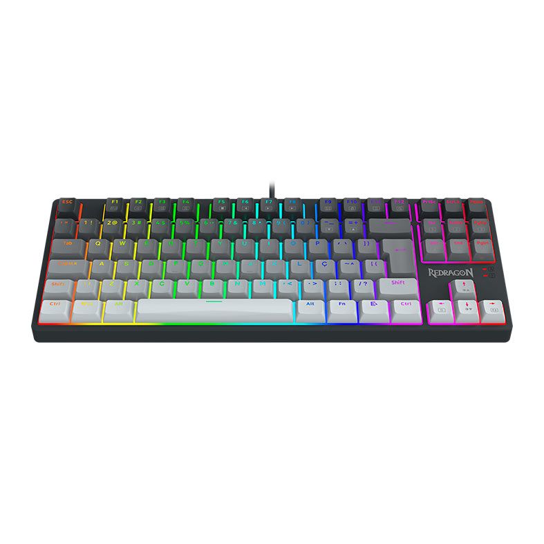 Teclado Mecanico Gamer Redragon Daksa, RGB, Switch Brown, Branco e Preto, K576GG-RGB-PT-BROWN