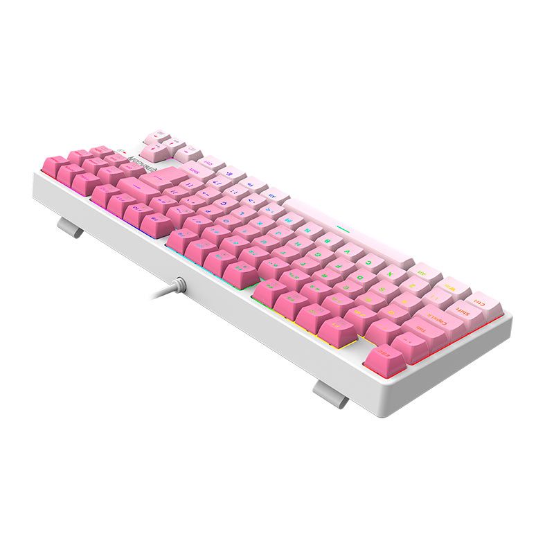 Teclado Mecanico Gamer Redragon Daksa, RGB, Switch Brown, Branco e Rosa, K576GP-RGB-PT-BROWN