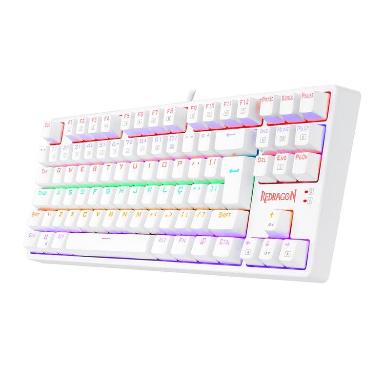Teclado Mecanico Gamer Redragon Daksa, Rainbow, ABNT2, Switch Vermelho, Lunar White, K576W-R-PT-RED