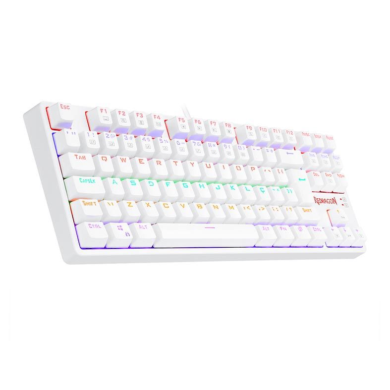 Teclado Mecanico Gamer Redragon Daksa, Rainbow, ABNT2, Switch Vermelho, Lunar White, K576W-R-PT-RED