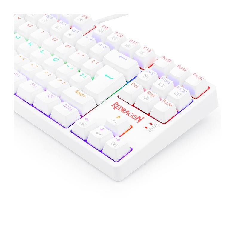 Teclado Mecanico Gamer Redragon Daksa, Rainbow, ABNT2, Switch Vermelho, Lunar White, K576W-R-PT-RED