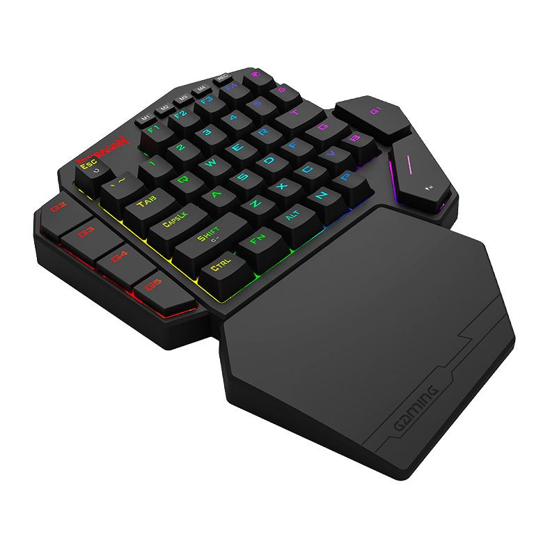 Teclado Mecanico Redragon Diti One Hand, RGB, Switch UltraMag JadeNoir, USB-C, Preto, K585RGB-M