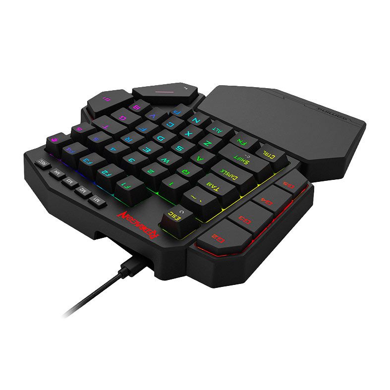Teclado Mecanico Redragon Diti One Hand, RGB, Switch UltraMag JadeNoir, USB-C, Preto, K585RGB-M