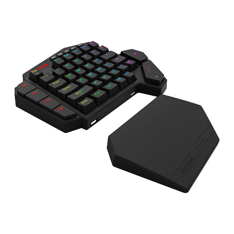 Teclado Mecanico Redragon Diti One Hand, RGB, Switch UltraMag JadeNoir, USB-C, Preto, K585RGB-M