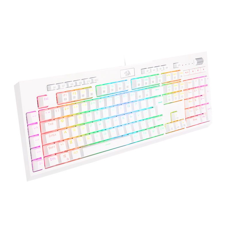 Teclado Opto-Mecanico Redragon Brahma PRO, RGB, Switch Azul, Branco, K586W-RGB-PRO-PT-BLUE