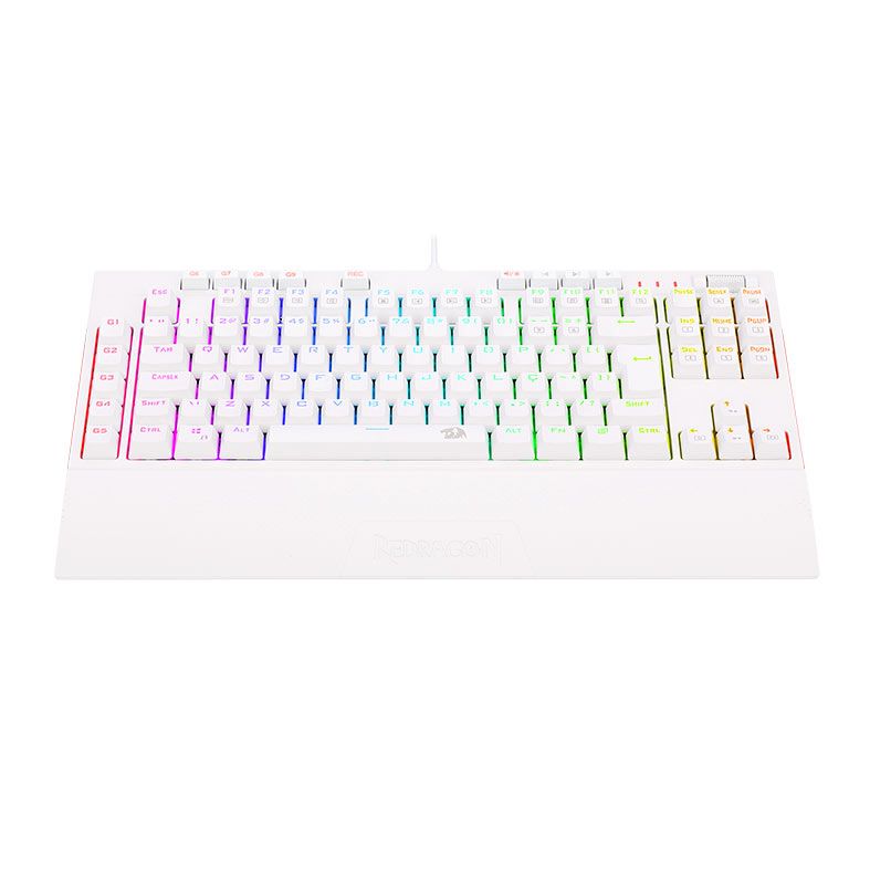 Teclado Mecanico Gamer Redragon Broadsword Pro, RGB, ABNT, Switch Marrom, Branco, K588W-RGB-PRO-PT-BROWN