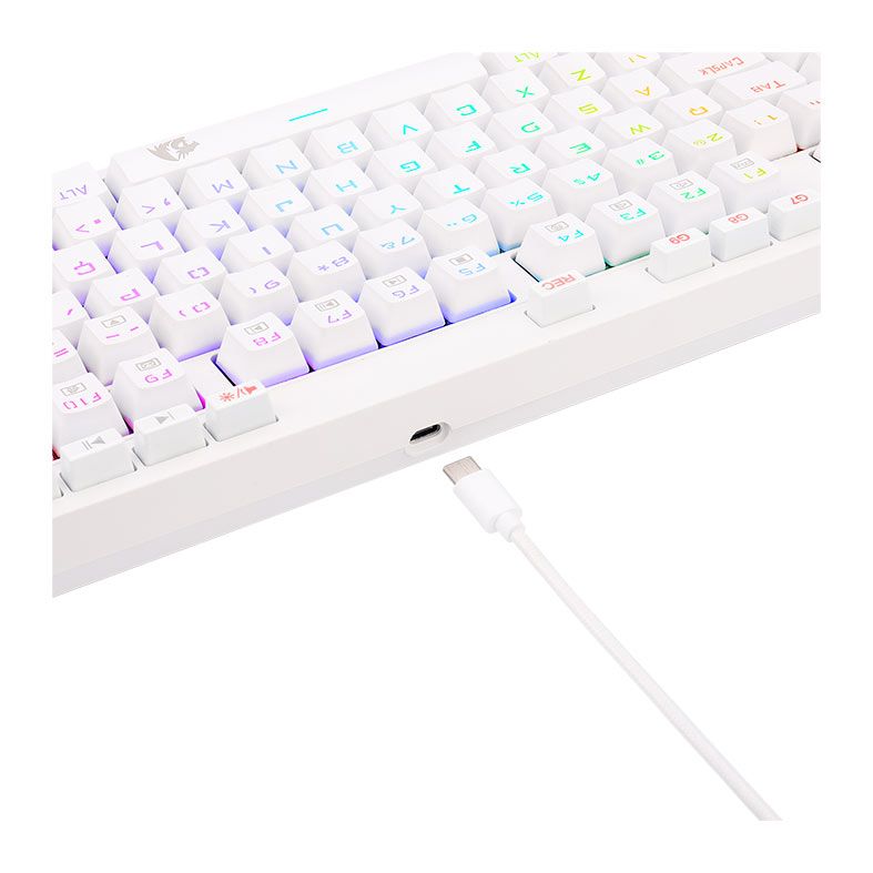 Teclado Mecanico Gamer Redragon Broadsword Pro, RGB, ABNT, Switch Marrom, Branco, K588W-RGB-PRO-PT-BROWN