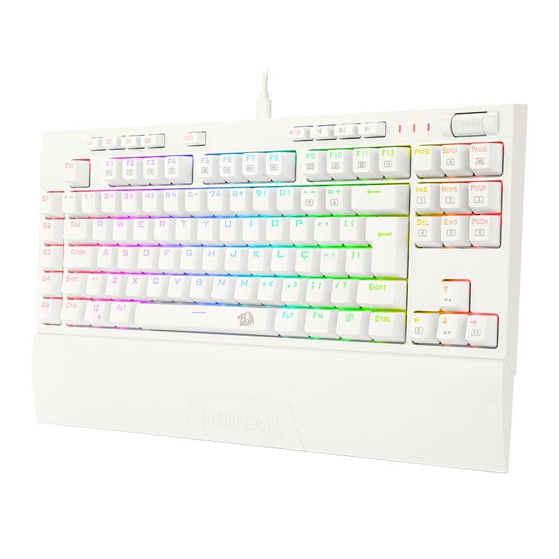 Teclado Opto-Mecanico Redragon BroadSword PRO, RGB, ABNT2, Switch Vermelho, Branco, K588W-RGB-PRO-PT-RED
