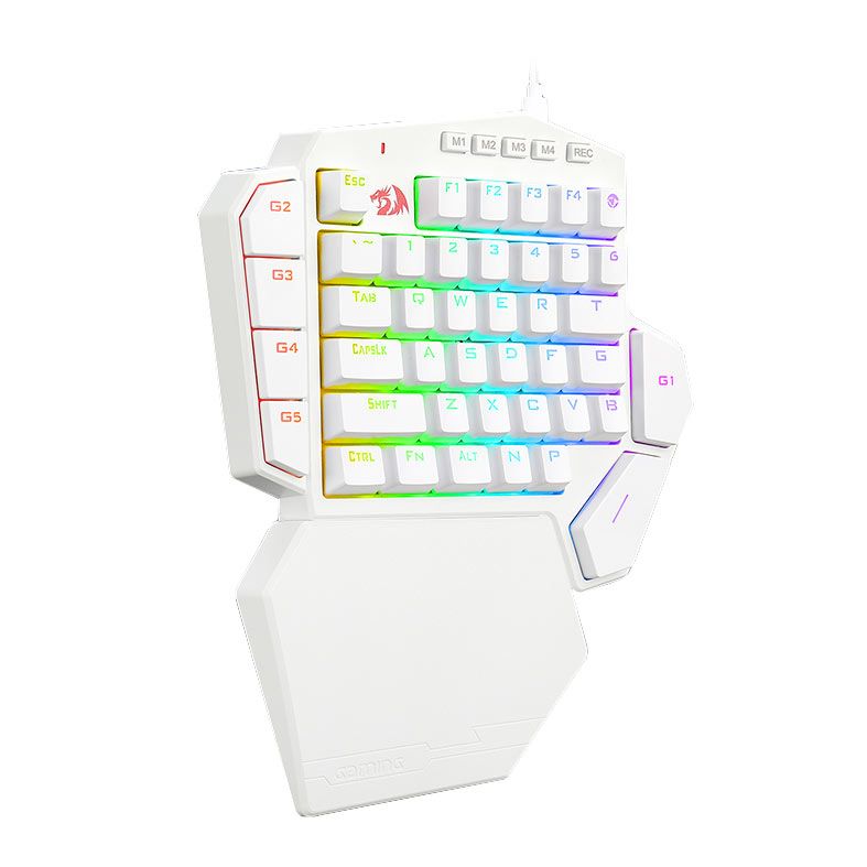 Teclado Mecanico Gamer Redragon Ditix One-Hand, RGB, Switch Azul, Branco, K601W-RGB-BLUE