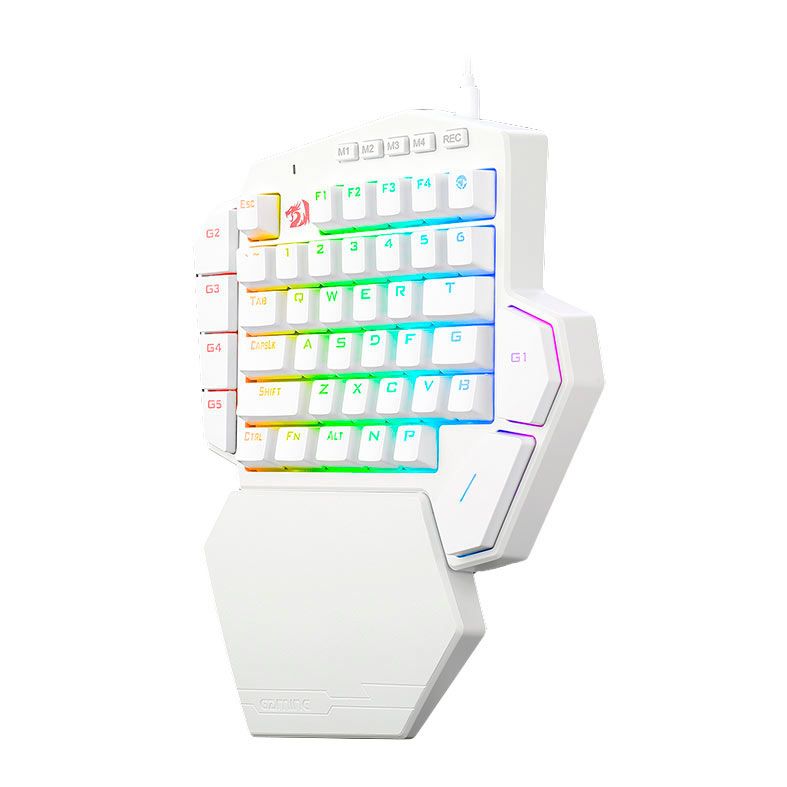 Teclado Mecanico Gamer Redragon Ditix One-Hand, RGB, Switch Azul, Branco, K601W-RGB-BLUE