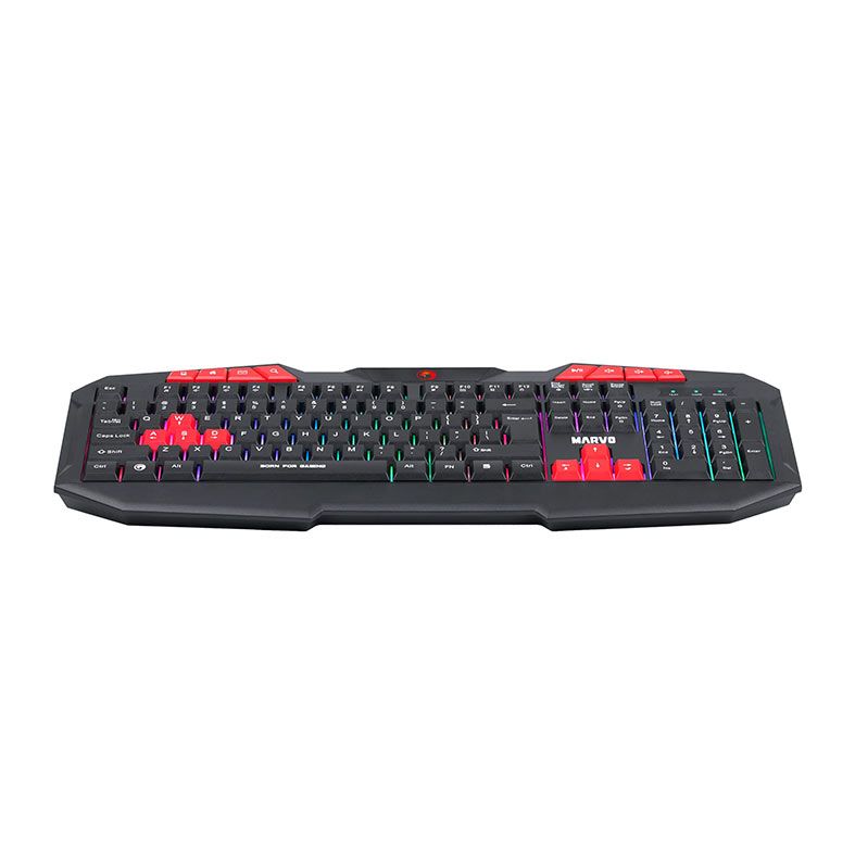 Teclado Gamer Marvo K602, Rainbow, USB, Preto e Vermelho, K602