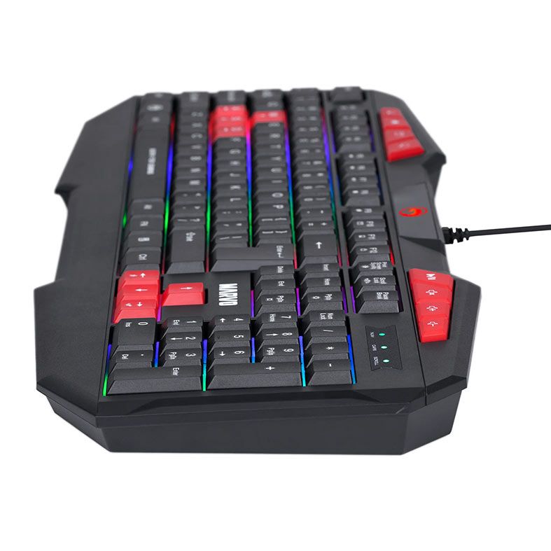 Teclado Gamer Marvo K602, Rainbow, USB, Preto e Vermelho, K602