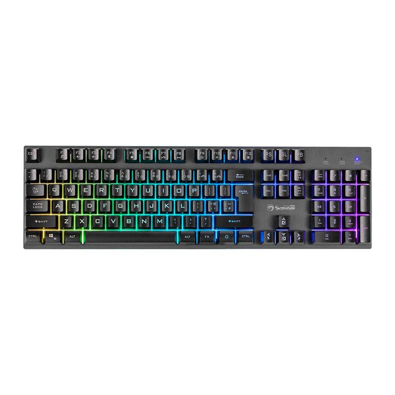 Teclado Gamer Marvo K604, RGB, USB, Preto, K604