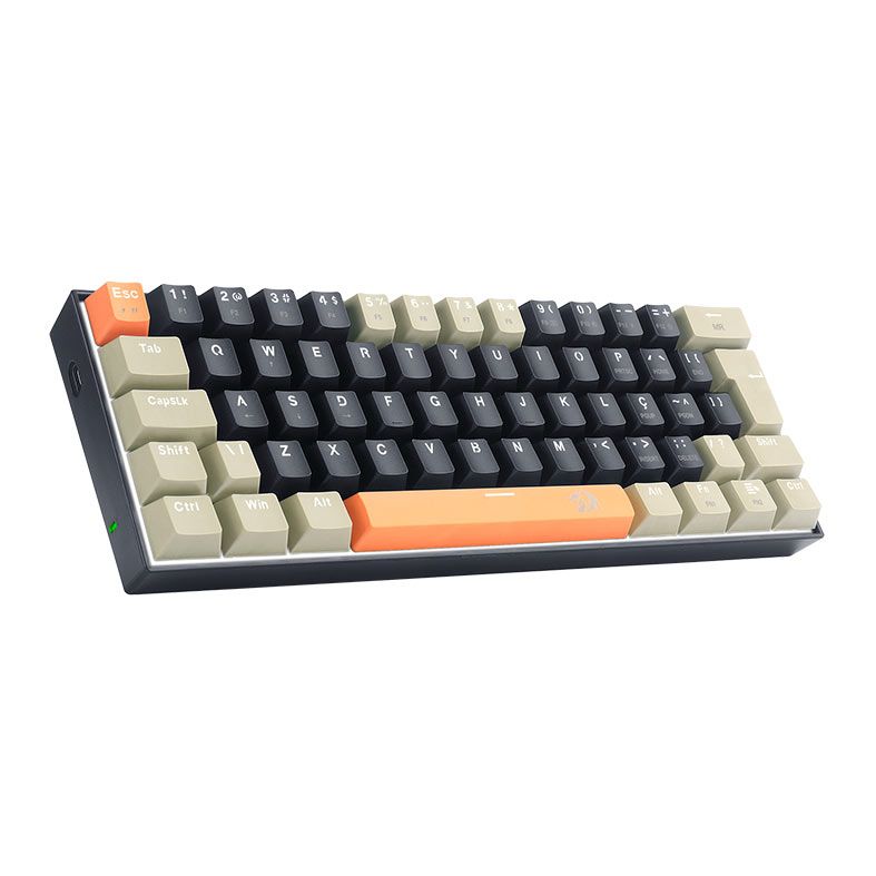Teclado Mecanico Redragon Lakshmi Sunset, Led Branco, ABNT2, Switch Marrom, K606-OG-BK-GY