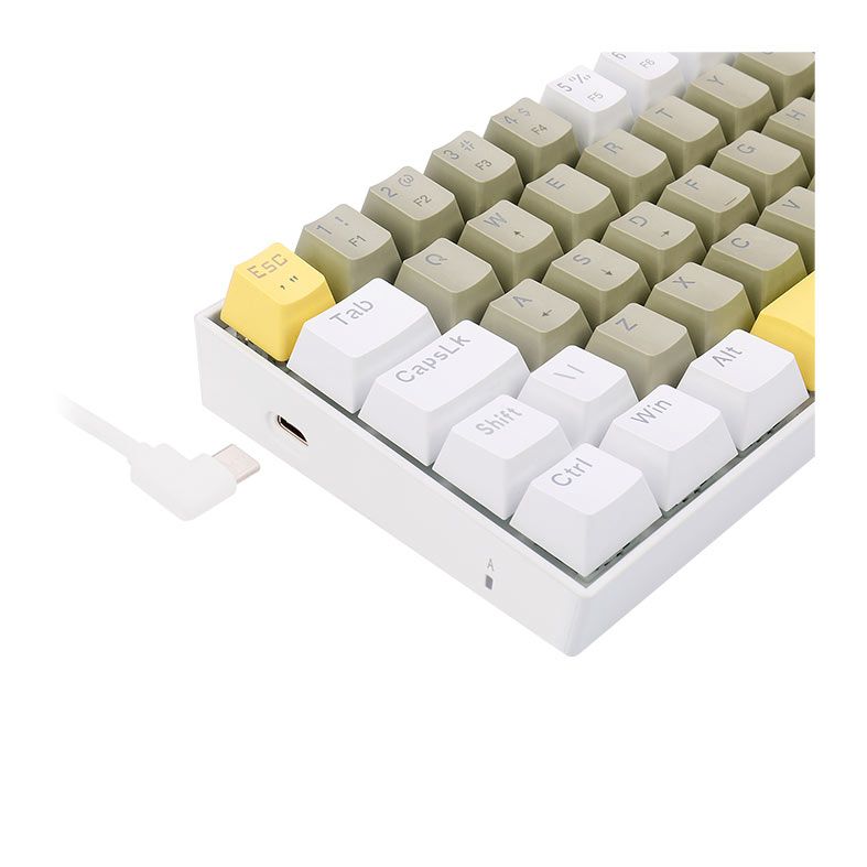 Teclado Mecanico Redragon Lakshmi Sunshine, Led Branco, ABNT2, 60%, Switch Marrom, K606-YL-GY-WT