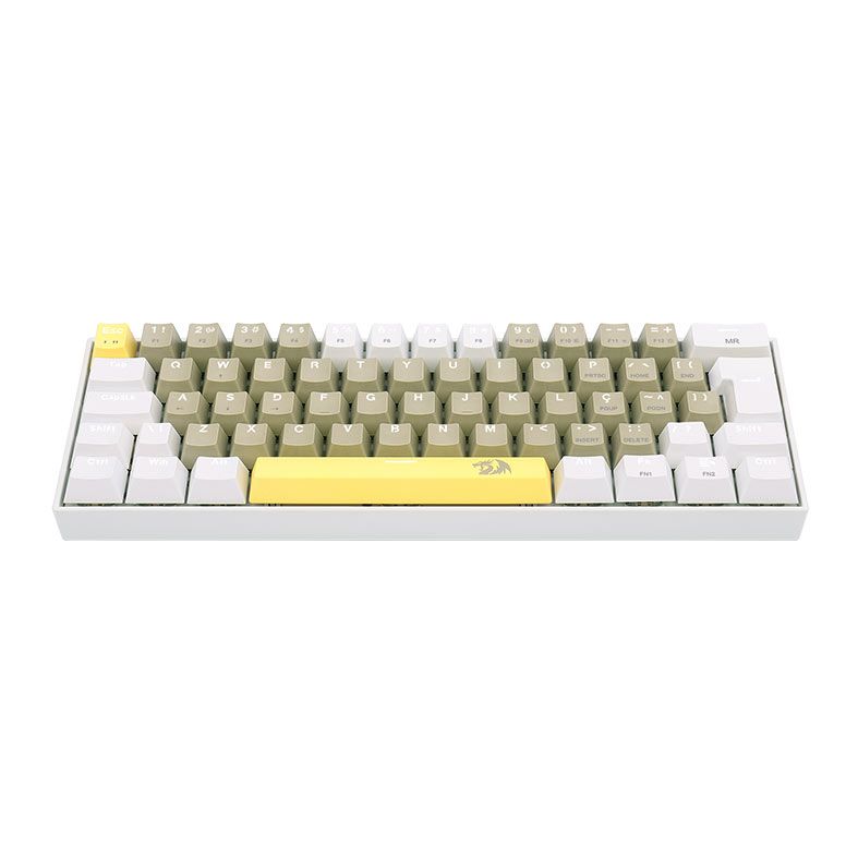 Teclado Mecanico Redragon Lakshmi Sunshine, Led Branco, ABNT2, 60%, Switch Marrom, K606-YL-GY-WT
