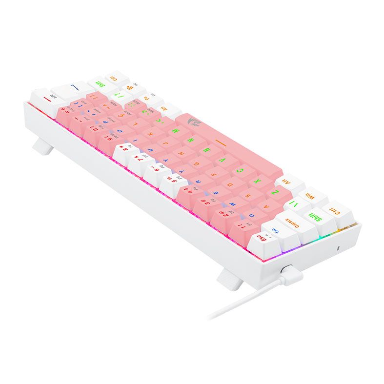 Teclado Mecanico Gamer Redragon Lakshmi, Rainbow, ABNT2, Switch Brown, Rosa e Branco, K606PW-R-PT-BROWN