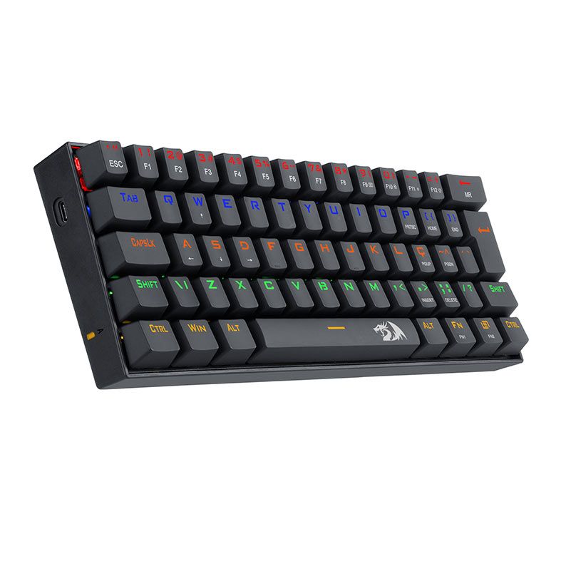 Teclado Mecanico Redragon Lakshmi, Rainbow, ABNT2, Layout Compacto, Switch Azul, K606R-PT-BLUE