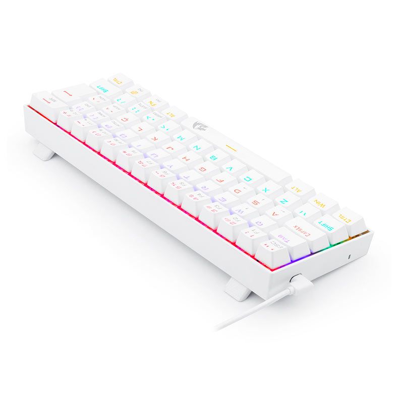 Teclado Mecanico Redragon Lakshmi, Rainbow, ABNT2, Layout 60, Switch Marrom, Lunar White, K606W-R-PT-BROWN