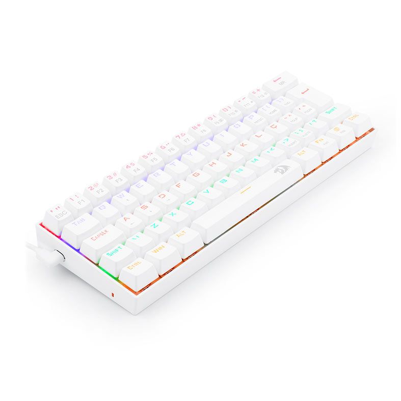 Teclado Mecanico Redragon Lakshmi, Rainbow, ABNT2, Layout 60, Switch Marrom, Lunar White, K606W-R-PT-BROWN
