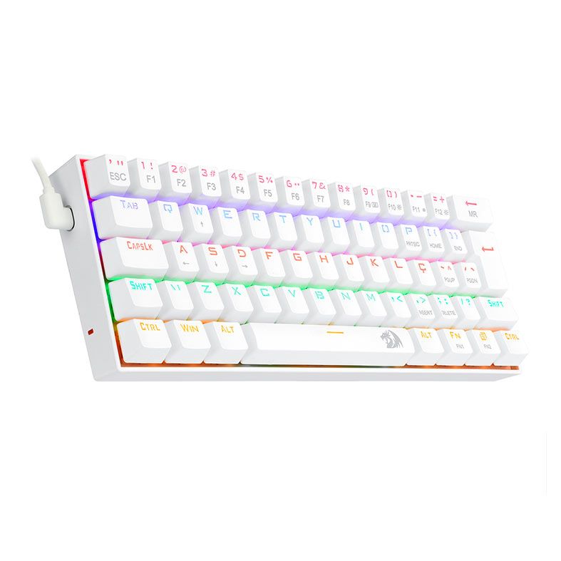 Teclado Mecanico Redragon Lakshmi, Rainbow, ABNT2, Switch Vermelho, Lunar White, K606W-R-PT-RED