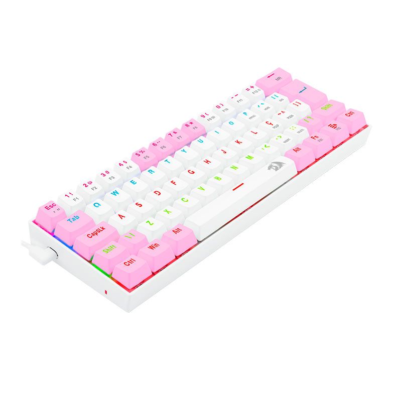 Teclado Mecanico Gamer Redragon Lakshmi, Rainbow, ABNT2, Switch Azul, Branco e Rosa, K606WP-R-PT-BLUE