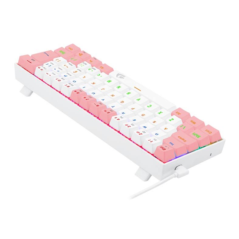 Teclado Mecanico Gamer Redragon Lakshmi, Rainbow, ABNT2, Switch Brown, Branco e Rosa, K606WP-R-PT-BROWN