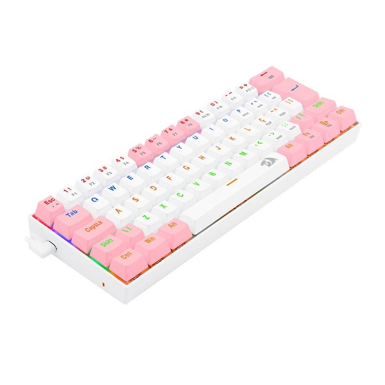 Teclado Mecanico Gamer Redragon Lakshmi, Rainbow, ABNT2, Switch Brown, Branco e Rosa, K606WP-R-PT-BROWN